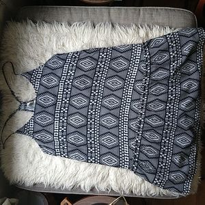 ROXY Tunic Tank Dress Aztec Surf Small Black & White